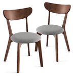 ERGOMASTER Dining Chairs Set of 2 Walnut Wood Kitchen Chairs Soft Fabric Living Room Side Chairs with Curved Back and Sturdy Solid Wood Structure for Home, Kitchen, Dining Room, Restaurant