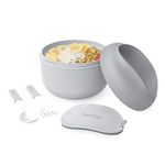 Bentgo Bowl - Insulated Leak-Resistant Bowl with Snack Compartment, Collapsible Utensils and Improved Easy-Grip Design for On-The-Go - Holds Soup, Rice, Cereal & More - BPA-Free, 21.2 oz (Gray)