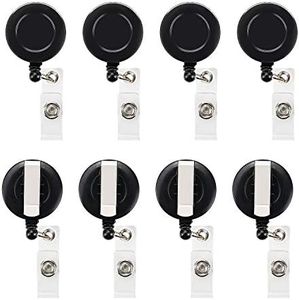 50 Pcs Retractable Badge Reel Clips Holder for Hanging ID Card Name Key Chain (Black)