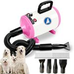 Dog Dryer,High Velocity Professional Dog Grooming Dryer,Adjustable Temperature and Speed with 4 Different Nozzles