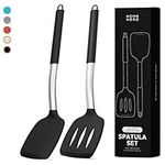 Kitchen Utensil Set - Non-Stick Cooking Utensils Set Heat Resistant Cooking Set - Kitchen Utensils Spatula Spoon Set - Cooking (2 Pc Set - Black)