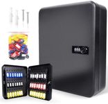 Leekimid 120 Position Key Cabinet with Combination Lock Wall Mount, Black Steel Locking Key Organizer Safe Security Storage Lockbox Holder for Valets, with Colorful Key Tag Labels Stickers and Hooks