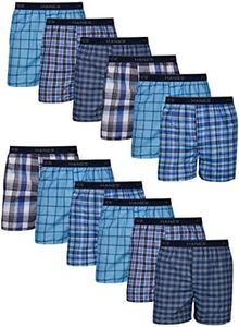 Hanes Men's Tagless Boxer Underwear, Exposed Waistband, Multi-Packs Available, Assorted - 12 Pack, Medium