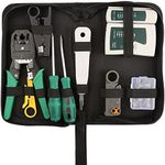 Network Tool Kits, Net Computer Maintenance LAN Cable Tester 9 in 1 Repair Tools,8P8C RJ45 Connectors, Cable Tester, Screwdriver, Crimp Pliers, Stripping Pliers Tool Set