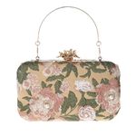 DA BODAN Womens Vintage Floral Embroidery Clutch Evening Handbag Shoulder Bags Purse for Wedding Party Prom, Green, 18*16cm