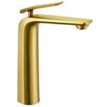 TOCALOCA Tall Bathroom Faucet Gold, One Hole Single Handle Vessel Sink Faucet Brushed Gold Basin Faucet, Brass Bathroom Faucet for Vessel Sink, Single Lever Lavatory Faucet