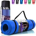 DSL Yoga Mat, Thick Non Slip Exercise Mat - Gym Fitness Pilates Workout Mat for Women Men, 15mm Large 61 x 185cm - Black/Blue/Purple/Pink/Green/Red