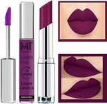 MI Fashion Made in India Lipstick Combo Offers 100% Veg Long Lasting - Deep Violet Liquid Matte Lipstick, Purple Passion Creamy Matte Lipstick