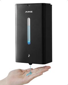 AIKE Heavy Duty Soap Dispenser Automatic, 33.8 Oz Large Capacity Commercial Wall Mount Liquid Soap Dispenser, MatteBlack Stainless Steel for Restroom Model AK1207