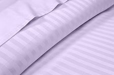 Balaji Export- 3 PC Cotton Bedsheet Set & 1 PC Zipper Duvet Cover- 100% Egyptian Cotton- Bedsheet with 2 Pillow Cover- 400 TC- Super Soft & Wrinkle Free (4 Piece Set) Lavender Stripe, King Size.