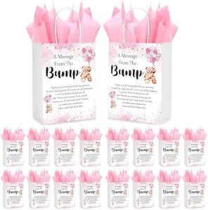 Resurhang 50 Sets Gift Bag for Baby Shower 50 Bear Baby Shower Goodie Bags Bear Paper Bag with Handles and Tissue Paper Baby Shower Party Favor Bags for Guests Gender Reveal Return Gift (Pink)