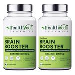 Health Veda Organics Plant Based Brain Booster with Ginkgo Biloba & Brahmi I 120 Veg Capsules I Boosts Concentration & Learning Activities I For both Men & Women (Pack of 2)