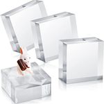 Vicenpal 4 Pieces Acrylic Square Display Block 2 x 1 Inches Clear Polished Cube Jewelry Stand Ring Showcase Holder Base