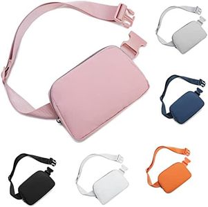 HVJCEZ Fanny Packs for Women Men, Fashion Belt Bag Adjustable Mini Crossbody Waist Bag for Running, Hiking and Travel, Pink, Small