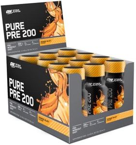 OPTIMUM NUTRITION Pure Pre 200 Pre-Workout Shot Drink, Orange Blast Flavour, 60ml, 12 Pack