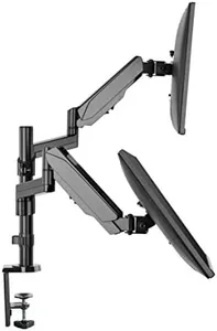 TechOrbits Triple/Double/Single Monitor Mount Stand - Computer Screen Desk Gas Spring Arm (Dual Monitor - Black)