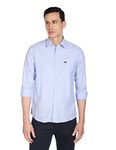 Arrow Men's Solid Full Sleeve Slim Fit Point Collar Acrylic Casual Shirt Medium Blue