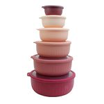 COOK WITH COLOR Prep Bowls with Lids- Wide Mixing Bowls Nesting Plastic Small Mixing Bowl Set with Lids (Rose)