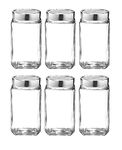 castanea Airtight Cube Glass Jar Set For Kitchen Storage , Jar 1000 ml/1kg Transparent, Pack of 6