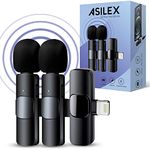ASILEX Wireless Microphone for iPhone, 2 PCS Mini Microphone, iPhone Microphone for Video Recording, Wireless Lavalier Mic iPhone, Professional Wireless Lapel Microphone (FOR IPHONE)