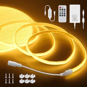 ALITOVE 32.8ft Outdoor COB LED Lights Waterproof Dimmable Warm White Neon LED Strip Lights Kit Surper Bright 3200LED Continuous 10M Rope Light for Home Accent Lighting Christmas Holiday Decoration