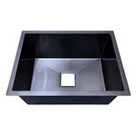 CROCODILE 24x18 Inch 304 Grade BLACK Stainless Steel Handmade Kitchen Sink | Single Bowl, Heavy Duty, Anti-Rust, Sound-Dampening Sink for Modern Kitchens