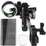 Compound Bow Sight 5 Pin, Carbon Fiber Long Bar, 0.019" Fiber, 4X 6X 8X Lens, Left/Right Universal, Micro Adjustable Bow Sight High-end Competitive Outdoor (Bow Sight+6X Lens)