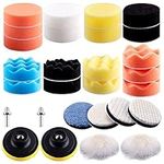 SIQUK 28 Pieces Polishing Pads Kit 3 Inch Buffing Pads Car Foam Polish Pads Polisher Attachment for Drill