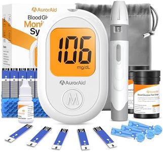 AurorAid Blood Glucose Monitoring System, G-426 Blood Glucose Monitor Kit - 100 Test Strips and 100 Lancets for Home Use, 500 Memory, Glucometer with Control Solution, No Coding, Diabetes Testing