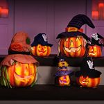 JOYIN 6 Pcs Halloween LED Light up Pumpkin Lights Jack O Lanterns, Halloween Indoor Outdoor Table Decorations Pumpkin Decor Props