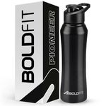 Boldfit Water Bottles Stainless Steel Water Bottle 1 Litre Steel Water Bottles Sipper Bottle for School, Office, Gym 1 Litre Water Bottle for Men Leakproof, Rust free Steel Bottle 1000 ml Bottle Black