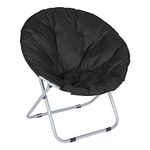 YSSOA Comfy Saucer Chair, Folding Chair, Soft Lounge Chair, Portable Moon Chair for Bedroom, Dorm Rooms, Apartments, Lounging, Garden and Courtyard, Black