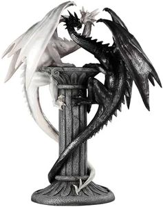 ICE ARMOR 19.5" H Medieval Black and White Dragons Statue Fantasy Decoration Figurine Large Sculpture