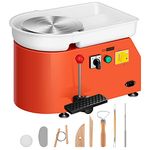 VIVOHOME 25CM Pottery Wheel Forming Machine 350W Electric DIY Clay Tool with Foot Pedal and Detachable Basin for Ceramic Work Art Craft Orange