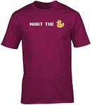 Hippowarehouse What The Duck Pixelated Old School Game Style Farm Animal Unisex Short Sleeve t-Shirt (Specific Size Guide in Description) Maroon