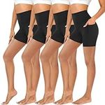 CTHH 4 Pack Workout Biker Shorts with Pockets for Women-5" High Waist Tummy Control Spandex Athletic Yoga Bike Shorts