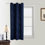 WINYY Stars Curtain Navy Semi Blackout Curtain for Kids Living Room Bedroom Thermal Insulated Curtain for Kitchen Window Doorway Eyelets Rings Grommets Top Drape 1 Panel W39 x H63 inch