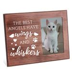 FINGERINSPIRE The Best Angels Have Wings and Whiskers Picture Frame 4x6 inch Pet Memorial Picture Frame with Paw Prints Pattern Hanging/Tabletop Wooden Pet Sympathy Gift Frame for Loss of Dog or Cat