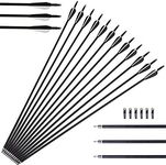 HBG Hunting 12Pcs 32-Inch Carbon Fiber Arrows Archery Spine 550 for Recurve Compound Bow Targets Shooting