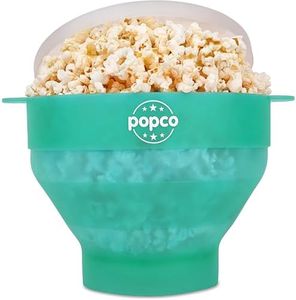 POPCO Silicone Microwave Popcorn Popper with Handles, Silicone Popcorn Maker, Collapsible Bowl Bpa Free and Dishwasher Safe - 15 Colors Available (Transparent Aqua)