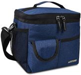 Wooum Lunch Bag for Men, Women, Lunch Bag for Office, Travel Lunch Pouch, Khadi Lunch Box with Handle and Shoulder Strap, Tiffin Lunch Bag for School, College and Picnic, Navy Blue