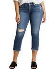 Silver Jeans Co. Womens Elyse Curvy Fit Mid Rise Capri Jean, Power Stretch Medium, 34