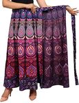 Sahaj Paridhan Women Jaipuri Print Maxi Cotton Wrapskirt, Purple, 2XL