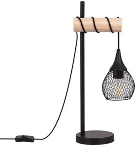 LEDKIA LIGHTING Lámpara de Mesa de Metal y Madera Monah Decoración Salón, Habitación, Dormitorio