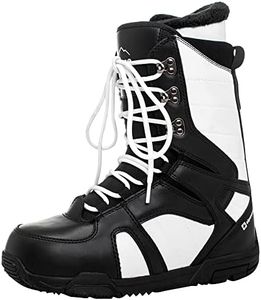 Alpine Swiss Men's Snowboard Boots | Waterproof, Custom-Fit Liner, Medium Flex for All-Mountain Riding, Winter Snow Boots Black White 9 M US