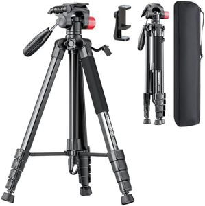 CAMBOFOTO 74"-Camera-Tripod, Porfessional Aluminum Heavy Duty Tripod Stand for Mirrorless Camera/DSLR/Cell Phone/Camcorder, with Holder and Travel Bag (Weight 2.8Lb, Max Load 4.9 Lb)