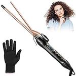 Curling Wands 3/8 Inch, Haglater Small Curling Tong 9mm Thin Curling Iron Wand for Short & Long Hair, Ceramic Barrel Curling Iron with Adjustable Temperature