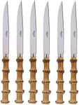 SABRE PARIS - Panda 6Pc Steak Knife Set - Premium Stainless Steel Knives - Serrated Knife Set - Bamboo Wood Handle