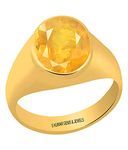 S Kumar Gems & Jewels Men's and Women's Certified Original Yellow Sapphire Pokhraj Gemstone 7.25 Ratti or 6.50 Ct Panchdhatu Ring for Astrology