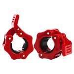 1 Inch Barbell Clamps, Chetexus Olympic Bar Collars Quick Release Barbell Lock Clamp Locking Standard Bar Weight Plates Collar Clips for Workout Weightlifting Fitness Training Bodybuilding (Red)